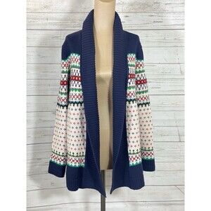 Talbots Fair Isle Shawl Collar Open Cardigan Women’s Size Small